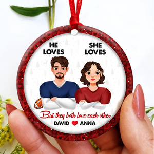 Personalized Gifts For Couple Christmas Ornament American Football Couple 03HUPU141024HG - Ornament - GoDuckee