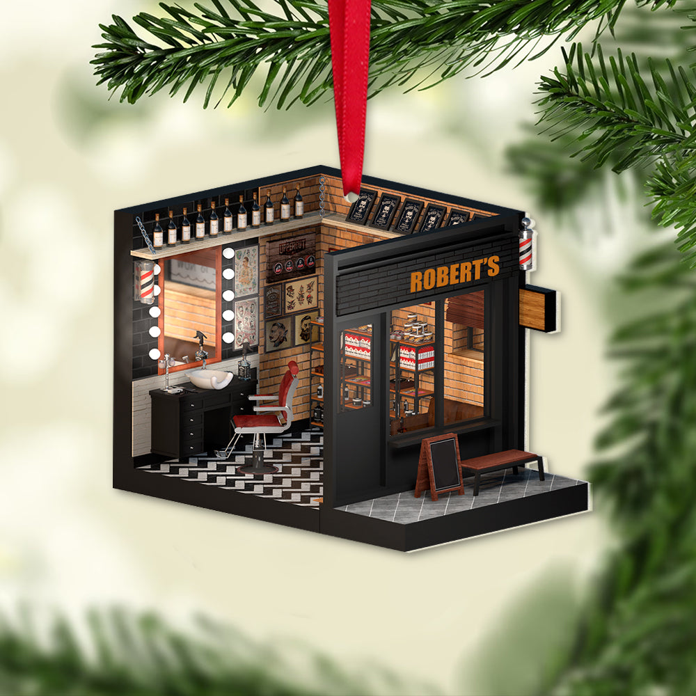 Barber Shop, Personalized Acrylic Ornament, Gift For Christmas, Christmas Ornament - Ornament - GoDuckee