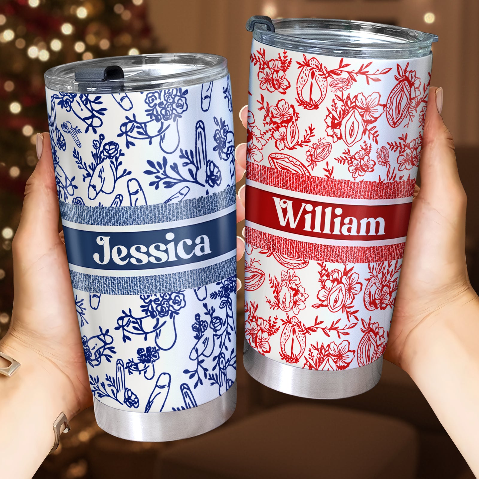 Playful Pattern Tumbler - Personalized Gifts For Couples 02LALU281025 - Tumbler Cup - GoDuckee