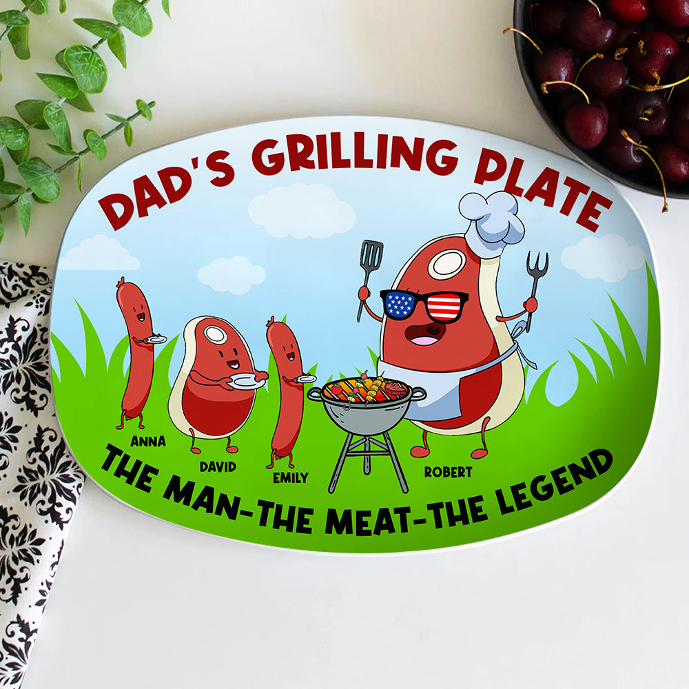 The Man The Meat The Legend, Personalized Dad Grill Resin Plate, Gift For Dad - Resin Plate - GoDuckee