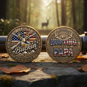 American Hunting Printed Metal Coin - Personalized Gifts For Grandpa 04pata020326 - Coin - GoDuckee