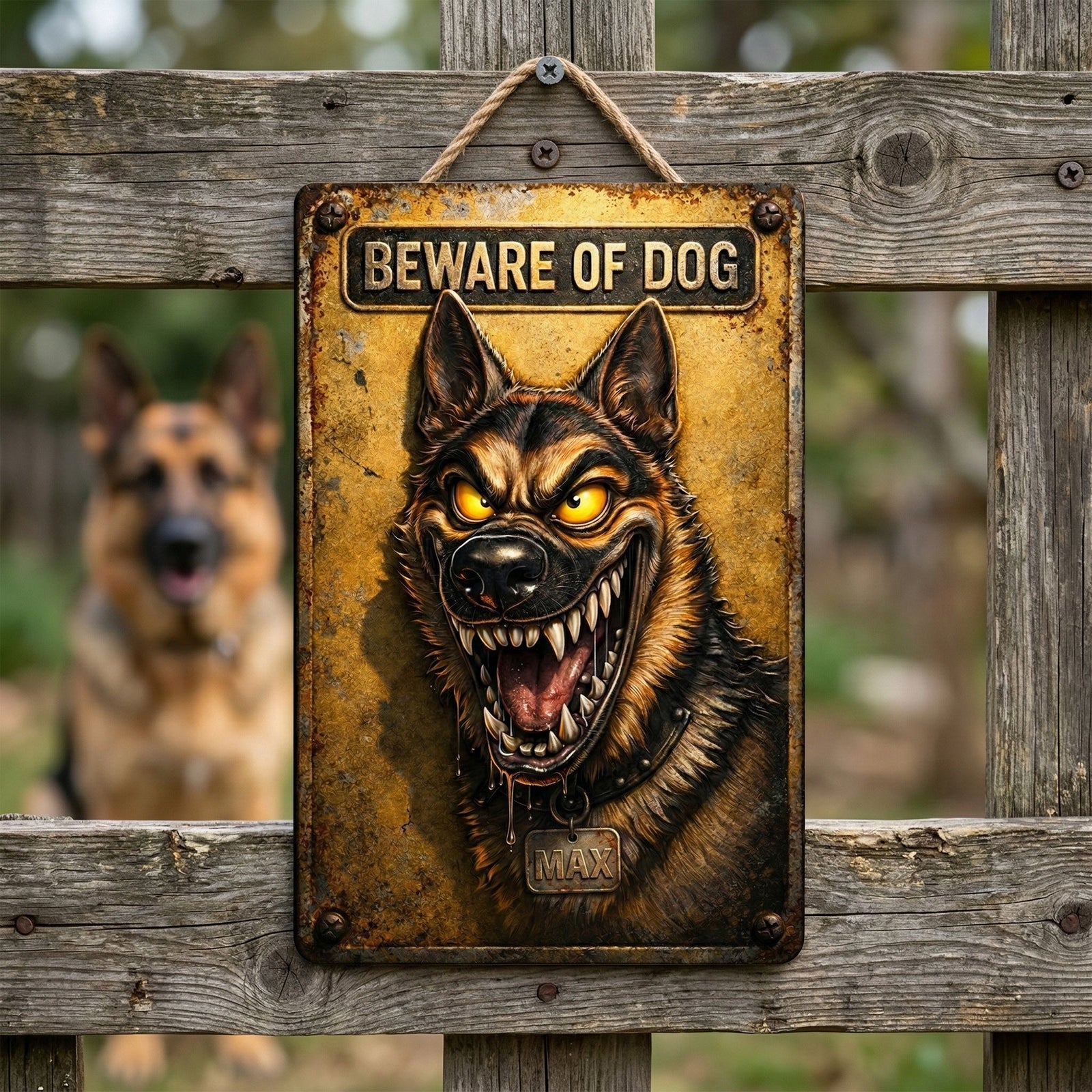 Beware Of Dog Print Metal Sign - Custom Photo Gifts For Dog Lover Metal Sign 01TGQN040326 - Metal Signs - GoDuckee
