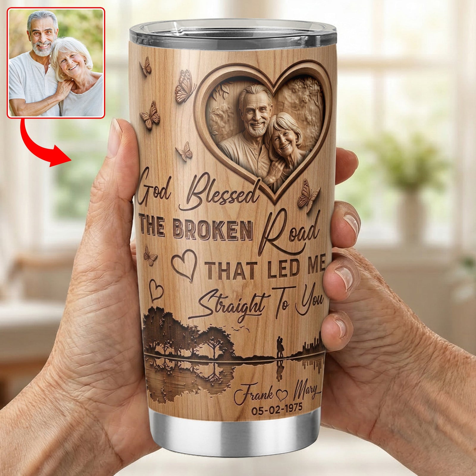 God Blessed Couple Custom Photo Tumbler - Personalized Gifts For Couple 05paqn180326 - Tumbler Cup - GoDuckee
