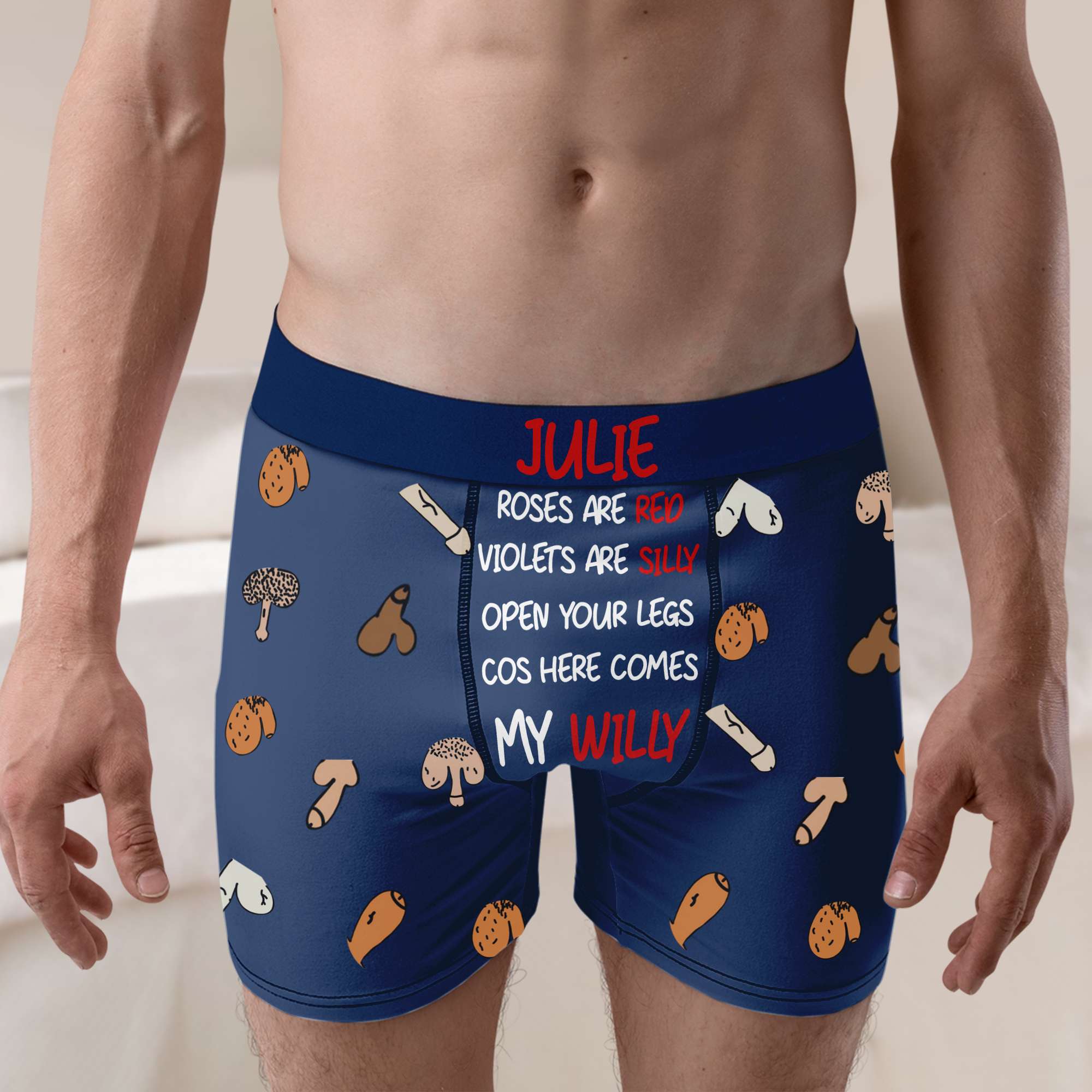 Personalized Gifts For Couple Men's Boxers Roses Are Red Violets Are Silly - Boxers & Briefs - GoDuckee