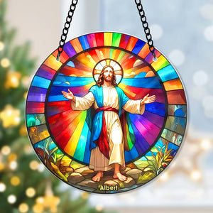 Personalized Jesus Suncatcher Ornament 100acqn060924 Christmas Gifts - Ornament - GoDuckee