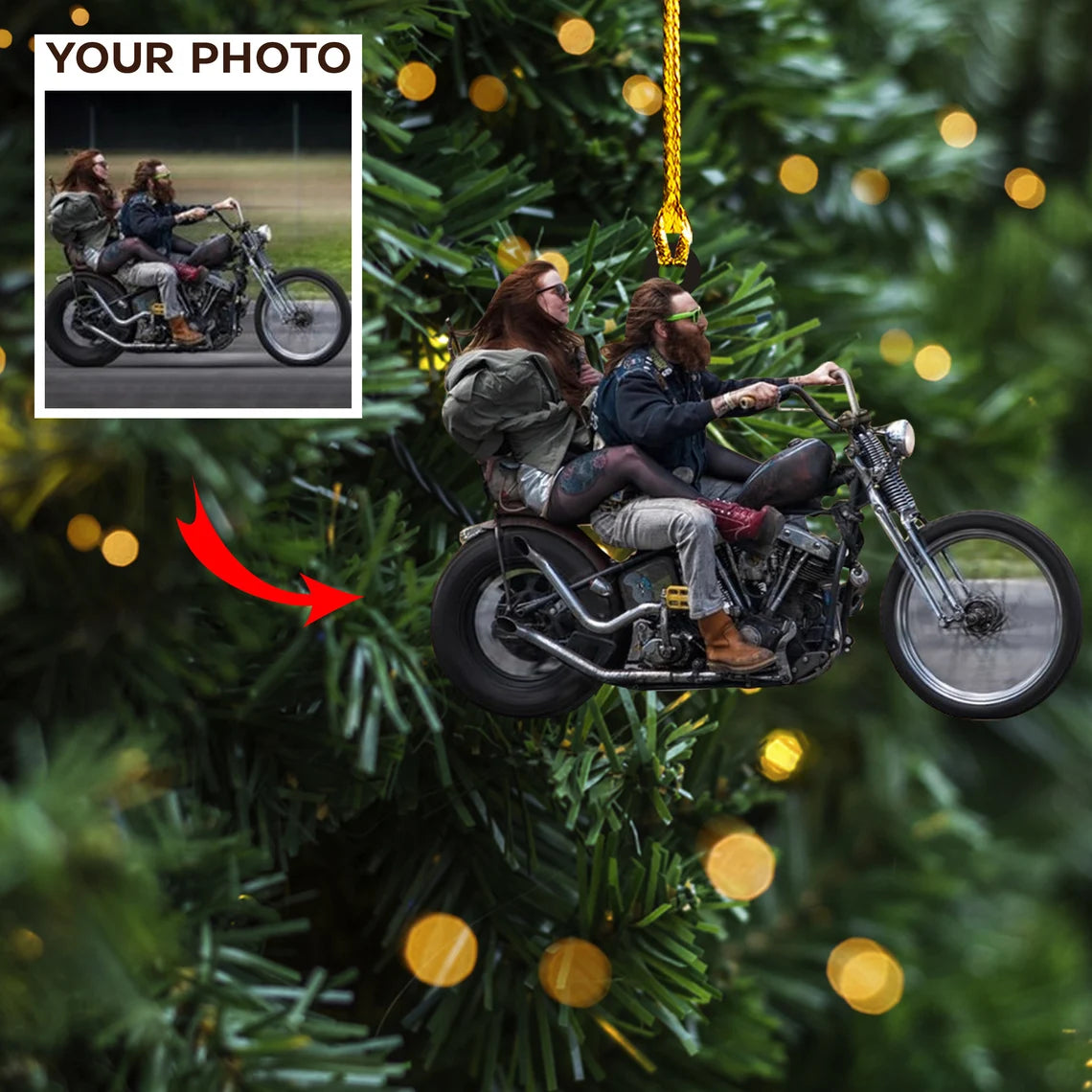 Custom Photo Gifts For Biker, Upload Bike Photo Christmas Ornament 01pgxx290824 - Ornament - GoDuckee