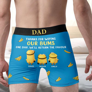 Personalized Gifts For Dad Men's Boxers Dad Thanks For Wiping Our Bums 02HTMH260124 - Boxers & Briefs - GoDuckee