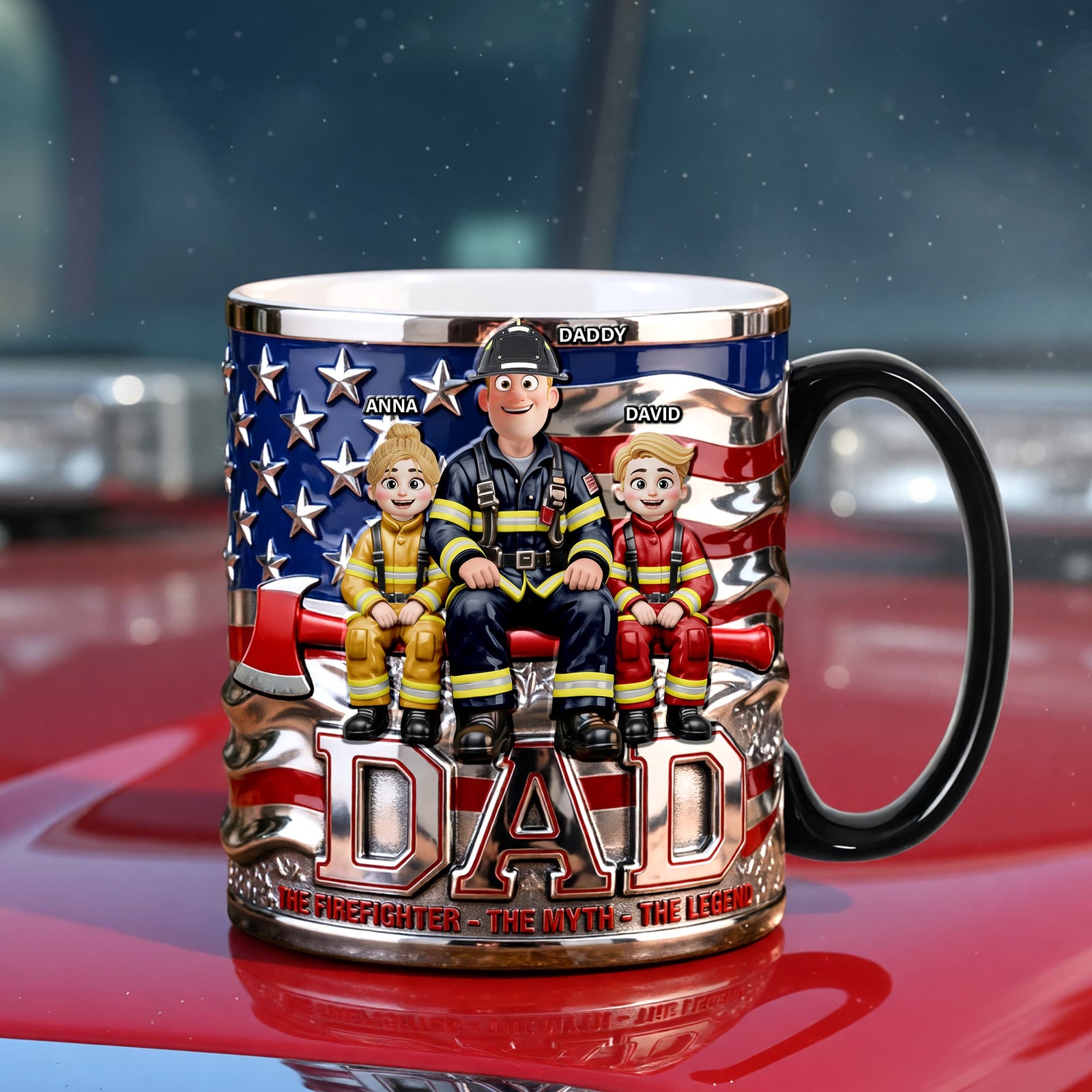 Proud American Firefighter Dad Magic Mug, Personalized Gifts For Firefighter Dads 01QHQN230526 - Coffee Mug - GoDuckee