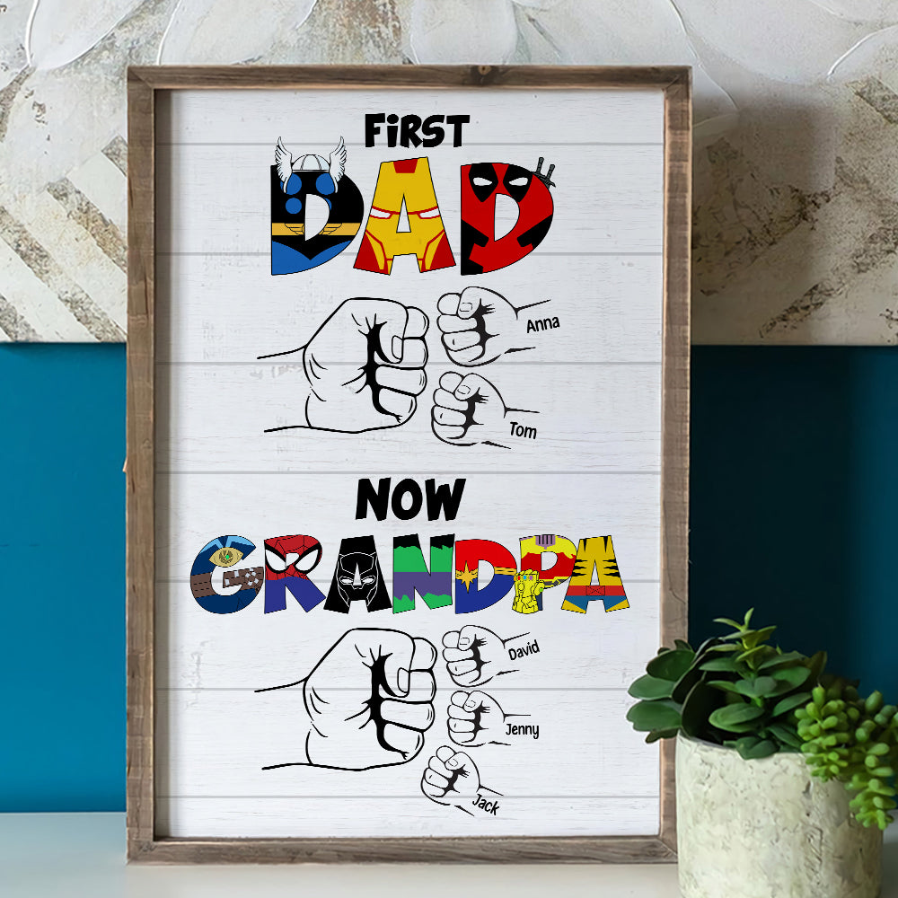First Dad Now Grandpa Personalized Canvas Print-01QHTN250523HH - Poster & Canvas - GoDuckee