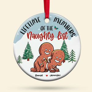 Lifetime Members Of The Naughty List, Couple Gift, Personalized Ceramic Ornament, Funny Couple Cookie Ornament, Christmas Gift - Ornament - GoDuckee