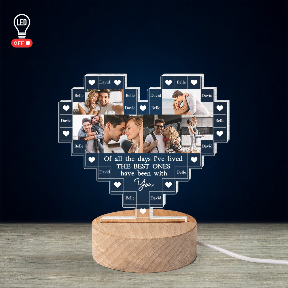 The Best Day I Have Been With You Heart Shaped Photo Collage Custom Couple Led Light - Led Night Light - GoDuckee