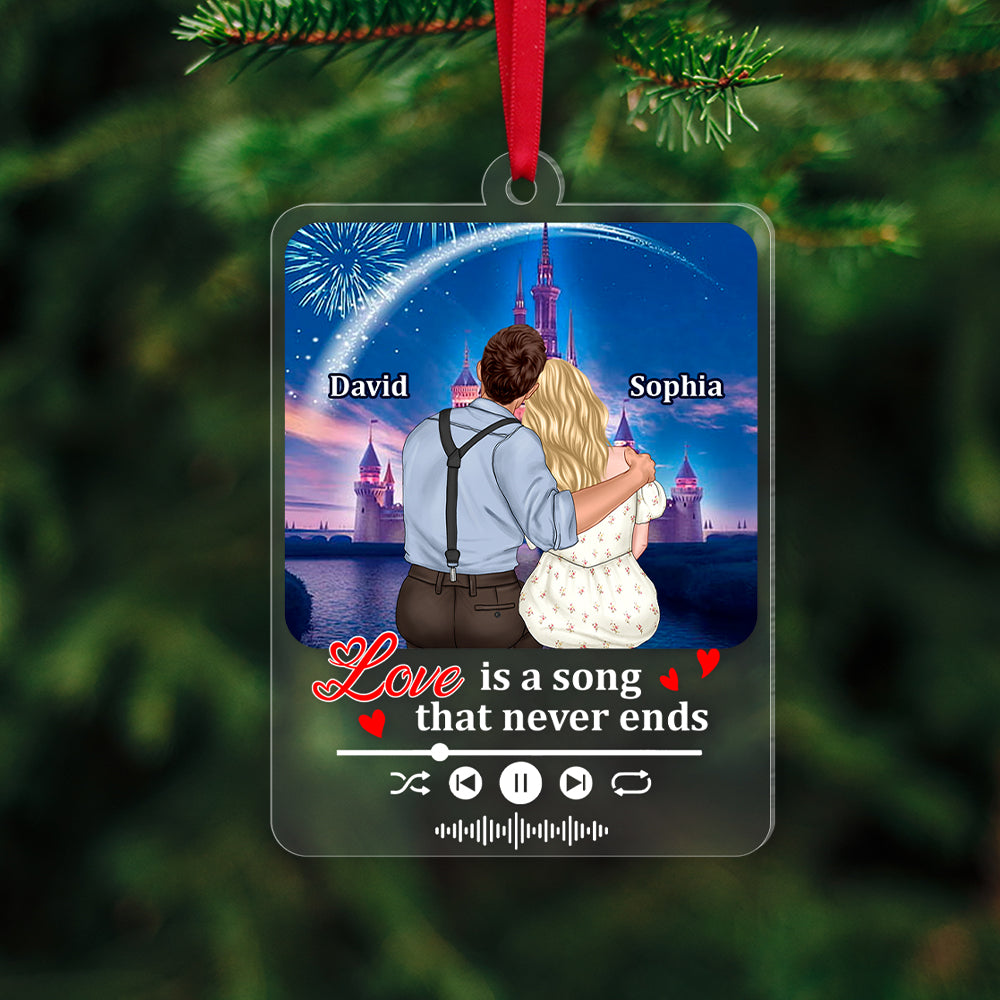 Love Is A Song That Never Ends, Personalized 01TOTN211123TM Acrylic Ornament, Gift For Couple - Ornament - GoDuckee