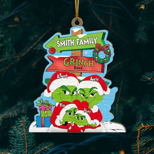 Personalized Gifts For Family, Green Monsters Family Wood Ornament Christmas 04XQLU291024 - Ornament - GoDuckee