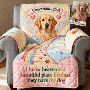 Pet At Rainbow Bridge Quilted Armchair Cover, Personalized Keepsake To Remeber Departed Dog & Cat 03qhta270126 - Sofa Cover - GoDuckee