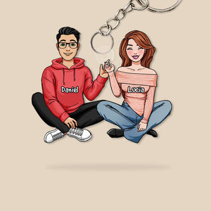 Personalized Gift For Couple Keychain Sitting Couple 10QHHN190124HH - Keychains - GoDuckee