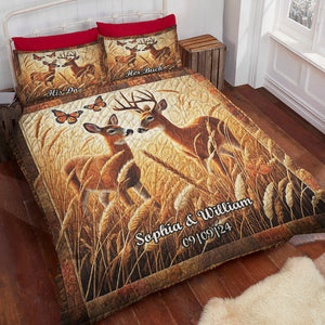 Personalized Gifts For Couple Quilt Bed Set, Romantic Deer Couple 03qhdt241224 - Blanket - GoDuckee