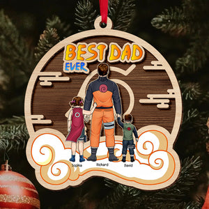 Personalized Gifts For Dad Wood Ornament, Best Dad Ever 01kaqn161024pa - Ornament - GoDuckee