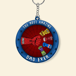 Dad The Most Amazing Dad Ever 06qhqn270523ha Personalized Keychain QNFBK - Keychains - GoDuckee