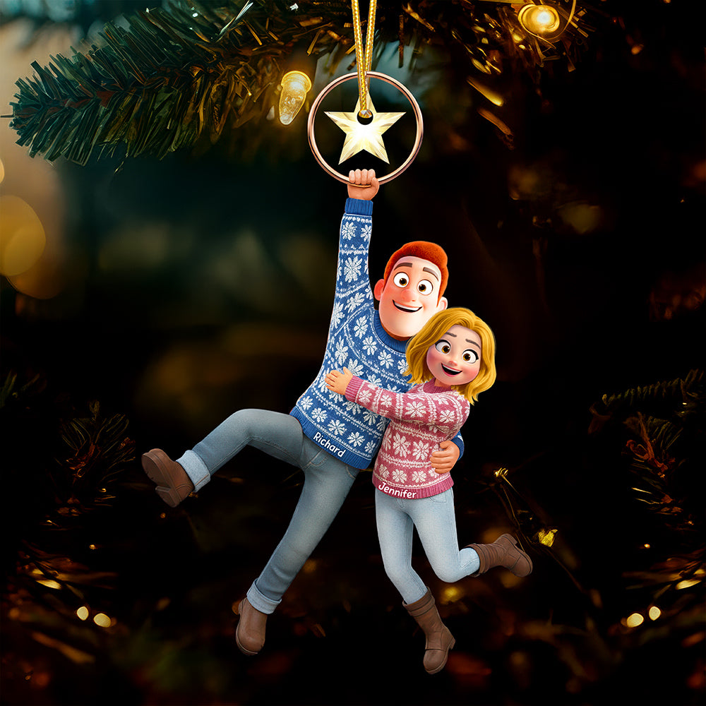 Fun Hanging Couple Ornament - Personalized Gifts For Couple 02qhqn031025 - Ornament - GoDuckee