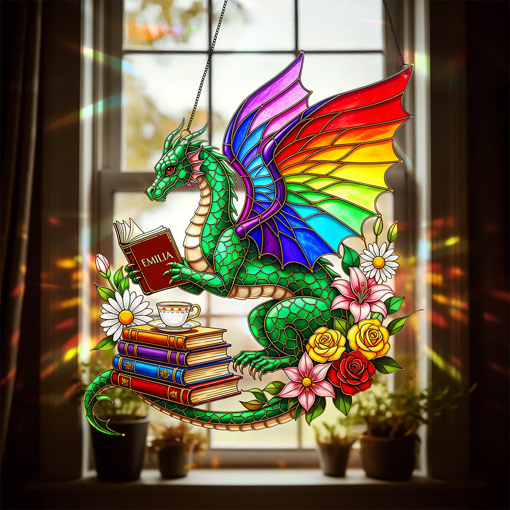Book Dragon Suncatcher - Personalized Gifts For Book Lovers 04pgta140825 - Ornament - GoDuckee