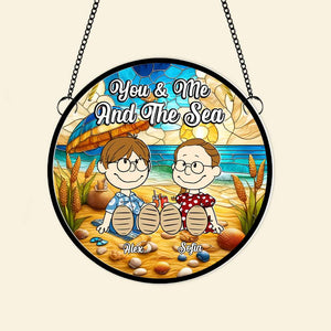 Personalized Gifts For Couple Suncatcher Ornament You Me And The Sea 03XQMH100125PA - Ornament - GoDuckee