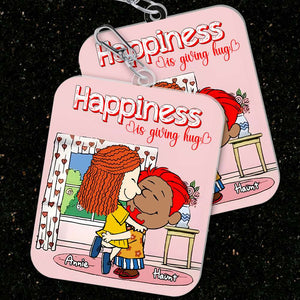 Personalized Gifts For Couples Keychain Happiness Is Giving Hug 06TOLU040125HG - Keychains - GoDuckee