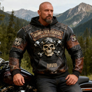 Vintage Biker Skull Hoodie - Personalized Gift For Bikers 05NALU230126 - AOP Products - GoDuckee