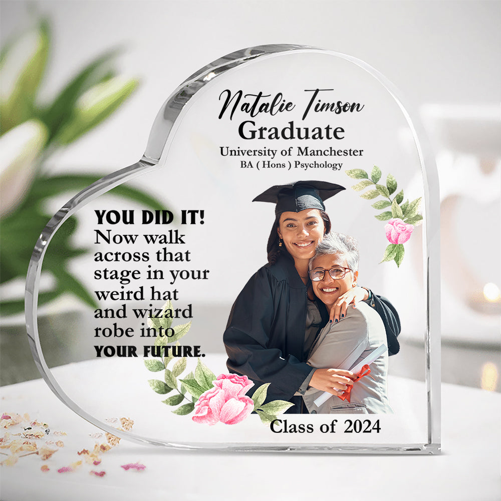 Custom Photo Gifts For Graduation Heart Plaque You Did It - Shaped Plaques - GoDuckee