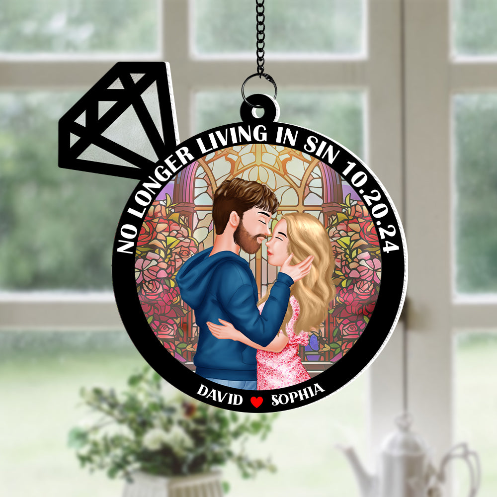 Personalized Gifts For Couple Suncatcher, Wedding Couple 03NATN120824PA - Ornament - GoDuckee