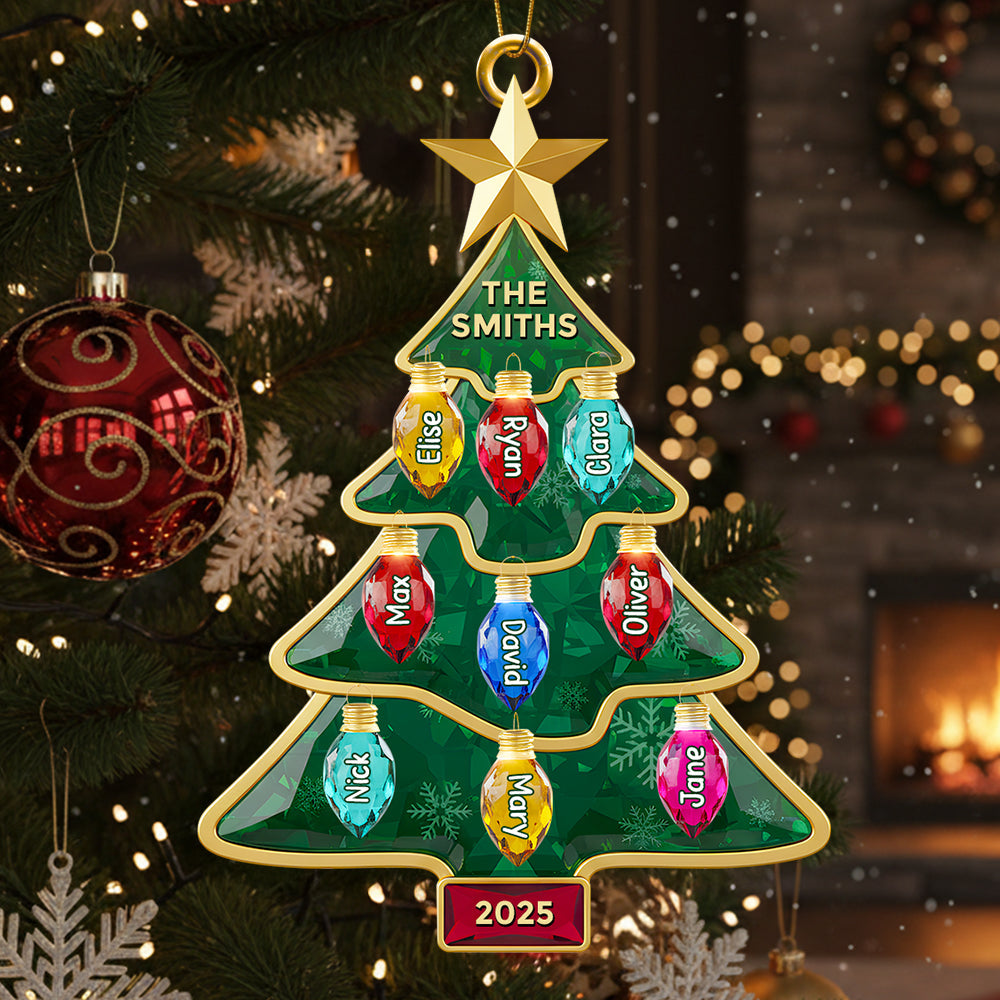 Family Light-Up Christmas Tree Ornament Personalized Gifts For Family 01NADT161025 - Ornament - GoDuckee