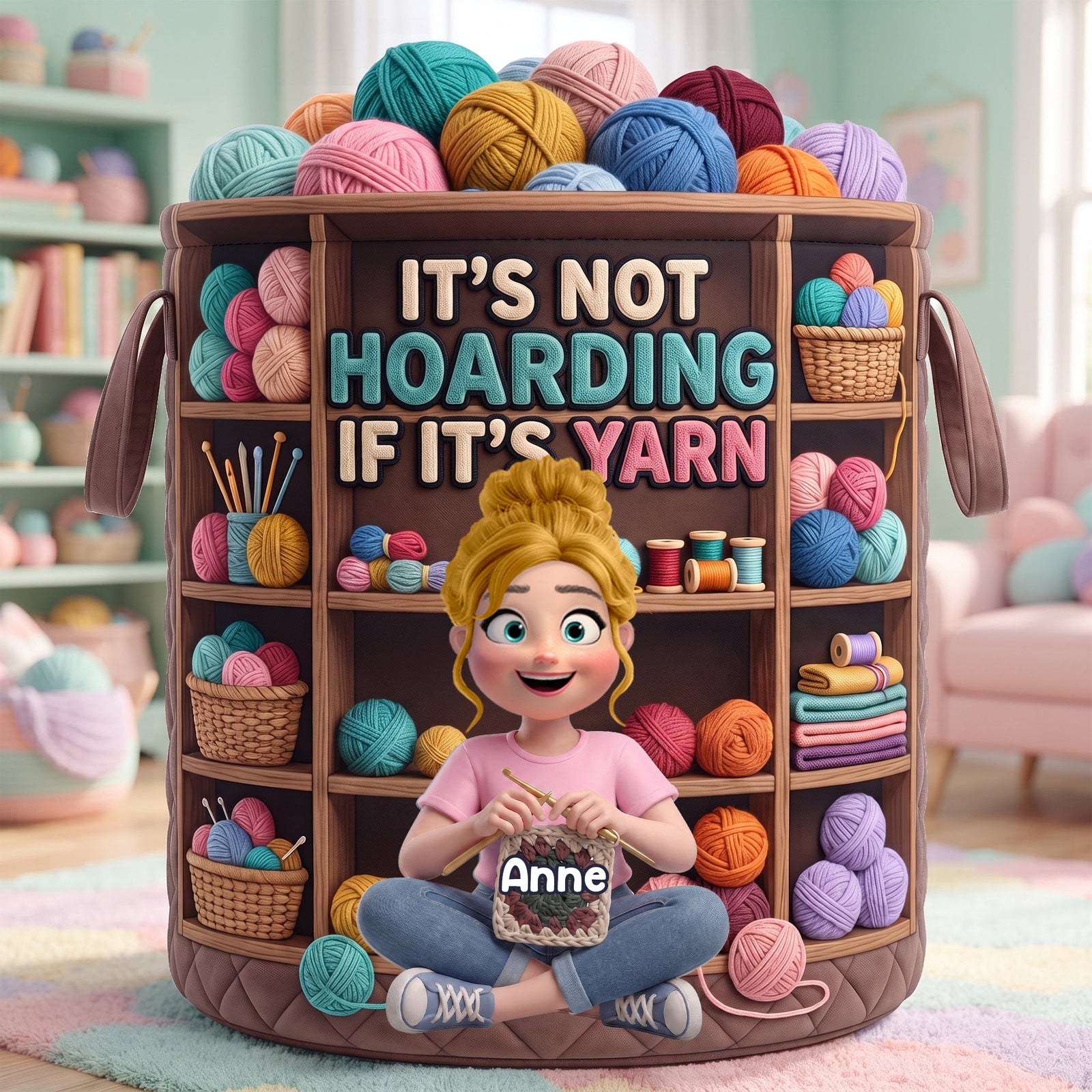 Crochet Girl Quilted Laundry Basket - Personalized Gifts For Crochet Lovers 04nalu090726 - Laundry Basket - GoDuckee