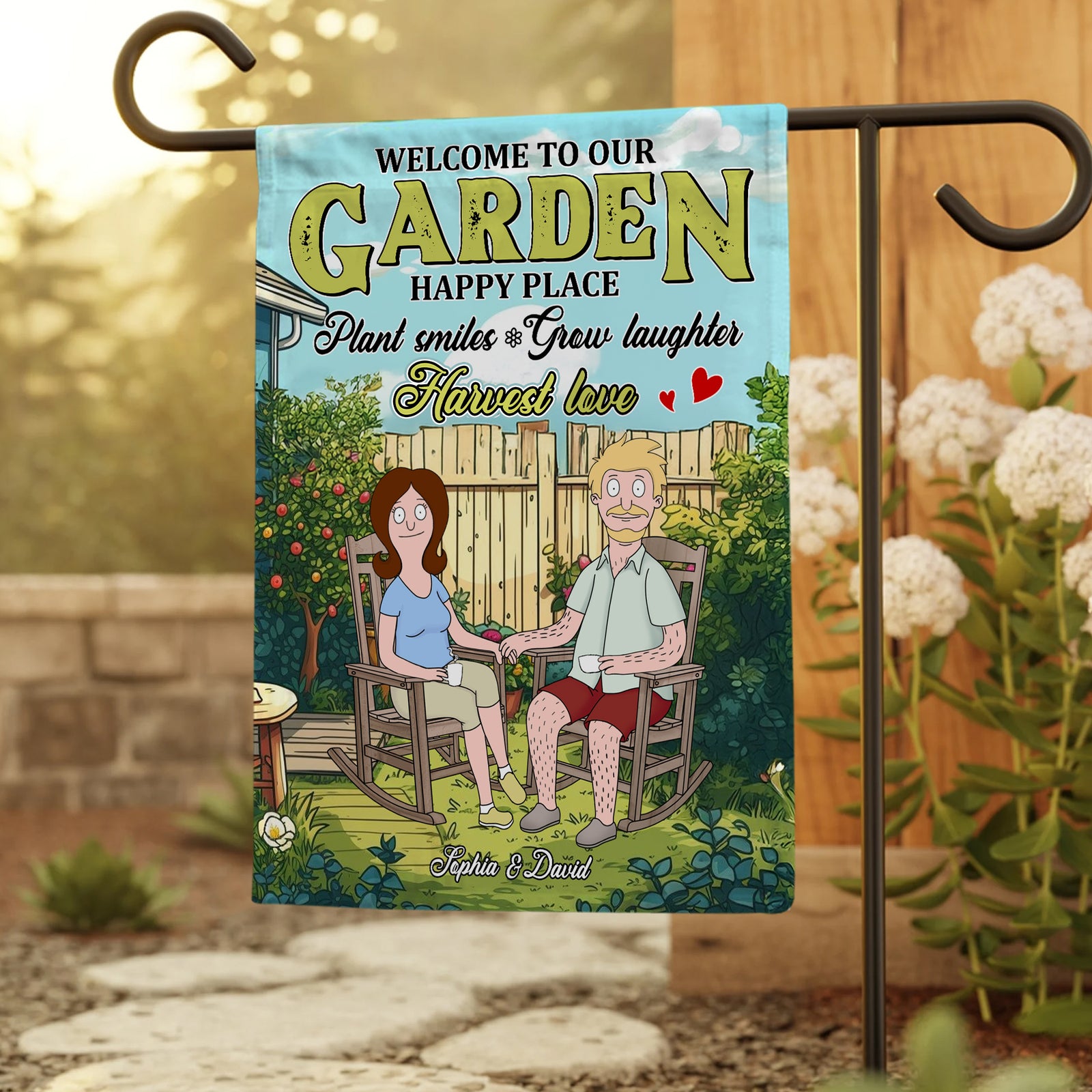 Personalized Gifts For Couple Garden Flag 04xqtn110225pa Our Garden Happy Place Plant Smiles Grow Laughter - Garden Flag - GoDuckee