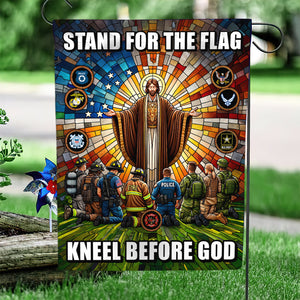 Gifts For First Responders Garden Flag, Stand For The Flag Kneel Before God 03QHQN160824 - Garden Flag - GoDuckee