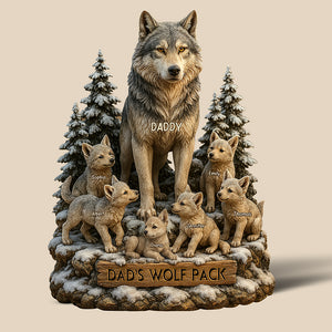 Wolf Dad Plaque - Personalized Gifts For Dad 01xqqn160425 - Shaped Plaques - GoDuckee