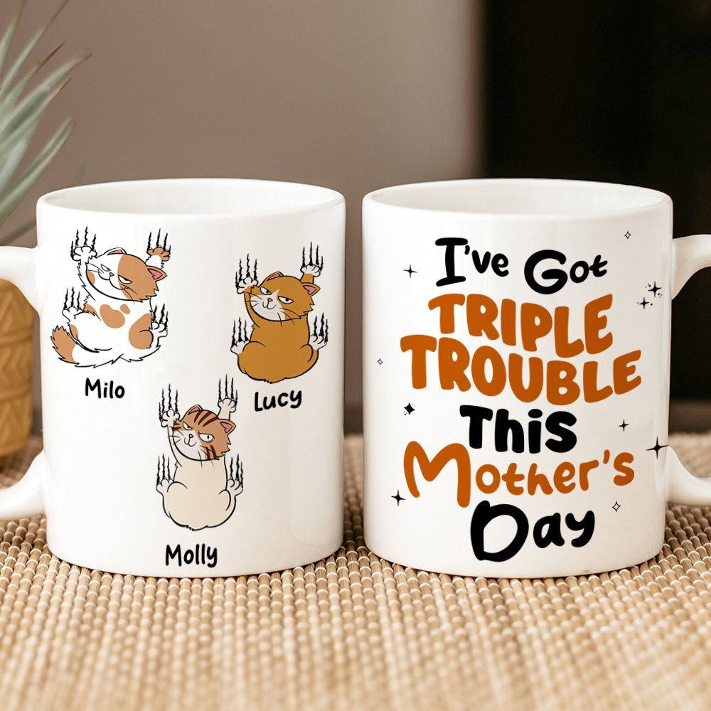 Personalized Gifts For Cat Lovers Coffee Mug Triple Trouble 04ohpu230224 - Coffee Mugs - GoDuckee