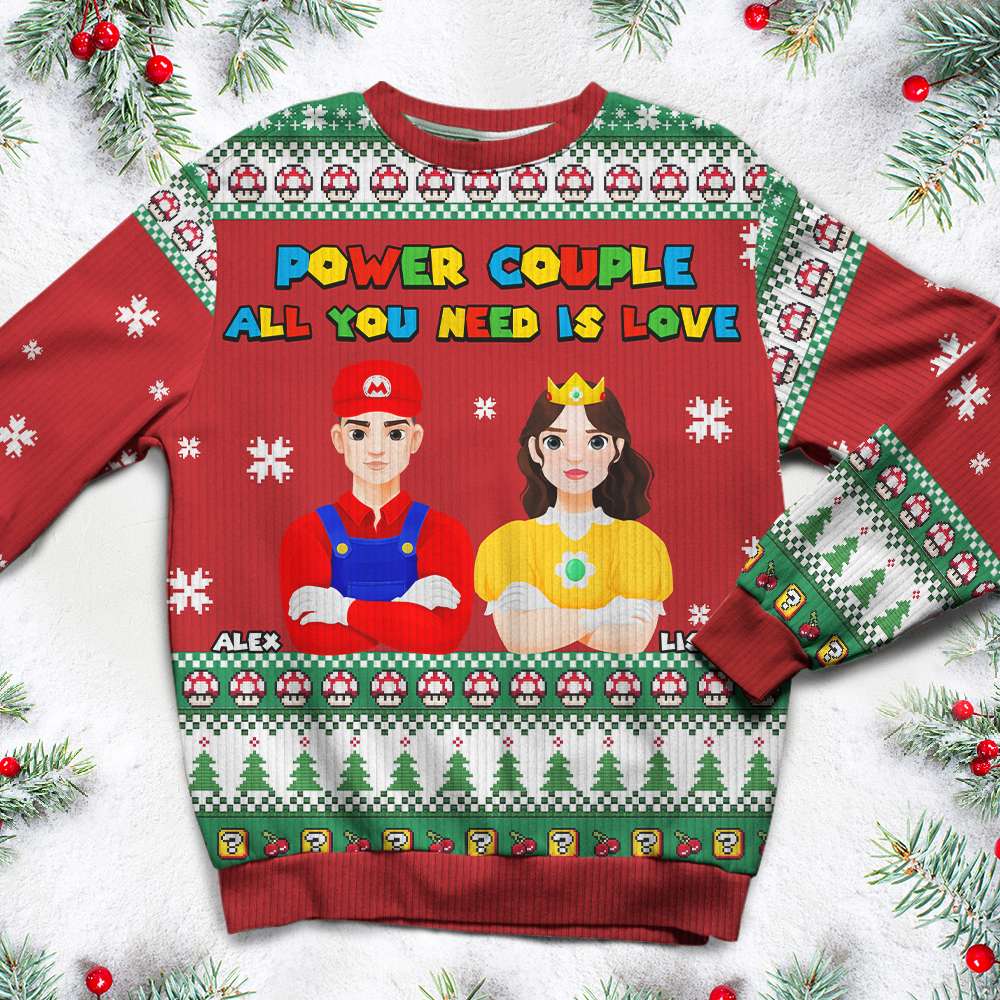 Personalized Gifts For Couple Movie Lover Sweatshirt Ugly Christmas 02XQMH181024PA