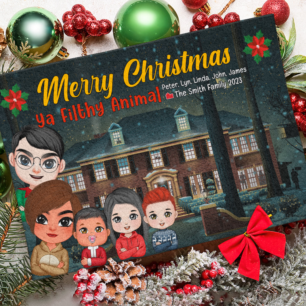 Merry Christmas Ya Filthy Animal, Personalized Family Door Mat GO1DOR-01HTPU051023HH, Gift For Christmas - Doormat - GoDuckee