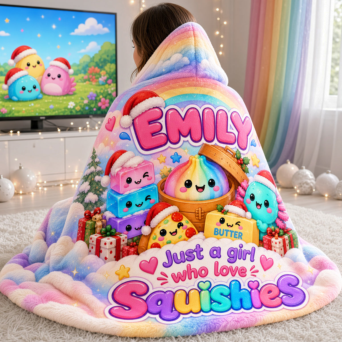 Just A Girl Who Love Squishies Lovely Hood Blanket - Personalized Christmas Gifts For Squishy Lovers 03nata261026 - Blanket - GoDuckee