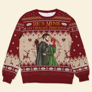 Personalized Gifts For Couple Ugly Sweater, He's Mine, The Rings 04TGQN141024TM - Ugly Christmas Sweater - GoDuckee