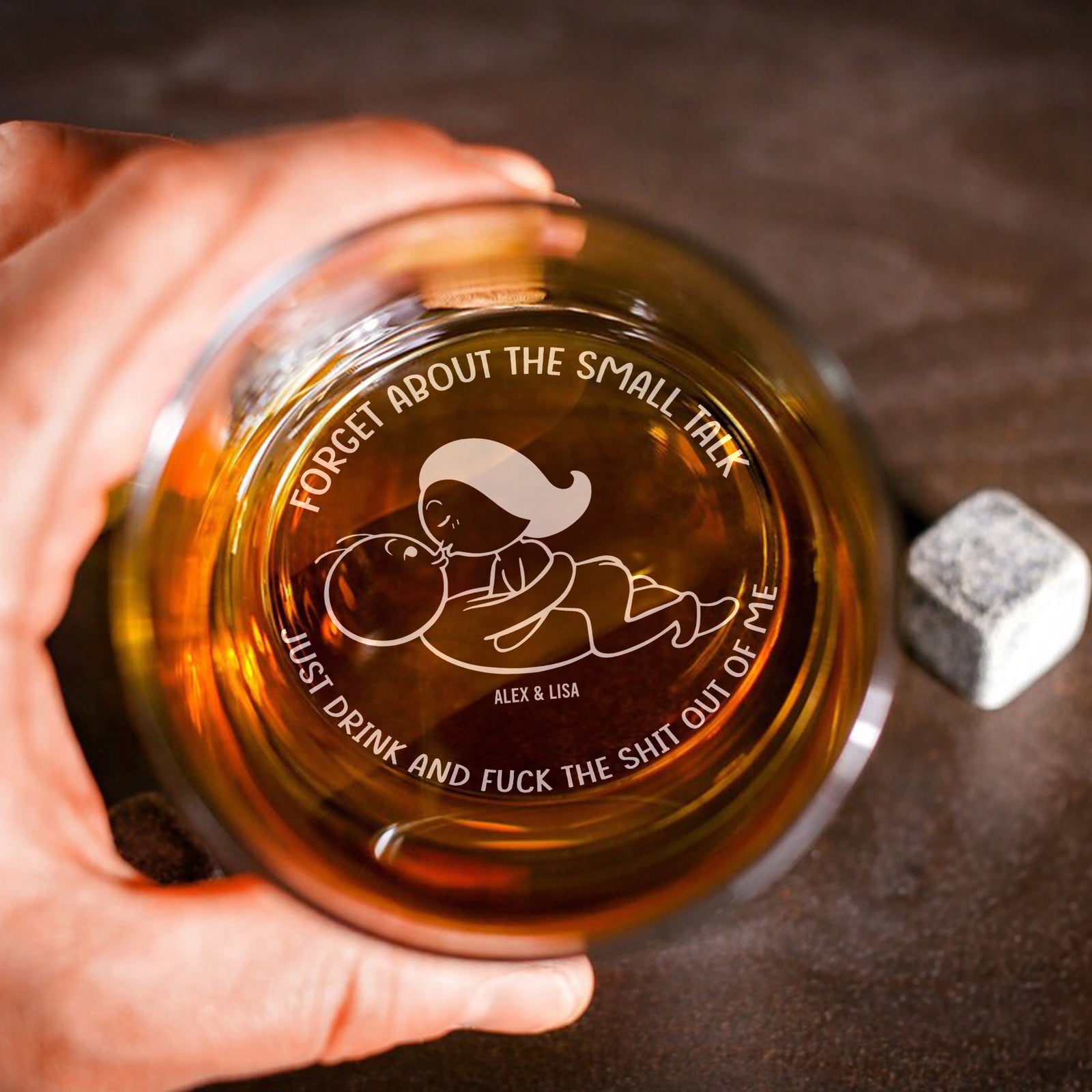 Personalized Gifts For Couple Engraved Whiskey Glass 01OHMH050624 - Drinkware - GoDuckee