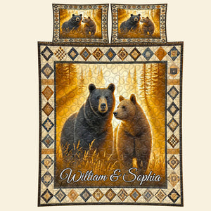 Personalized Gifts For Bear Couple Quilt Bedding Set 01KADT100125 - Blanket - GoDuckee