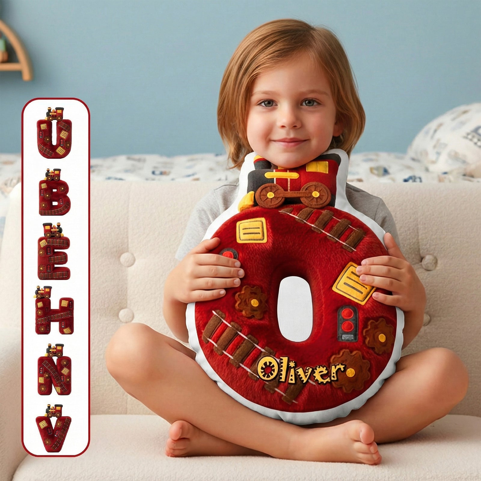 Train Initial Letter Custom Shaped Pillow - Personalized Gifts For Kids 04kimg151225 - Pillow - GoDuckee