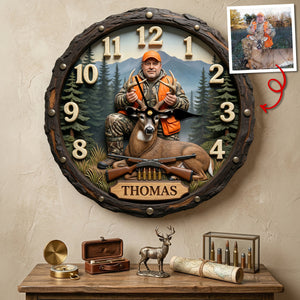 Best Hunting Acrylic Wall Clock Personalized Gifts For Hunters 01HUTN250326 - Hanging Wall Clock - GoDuckee