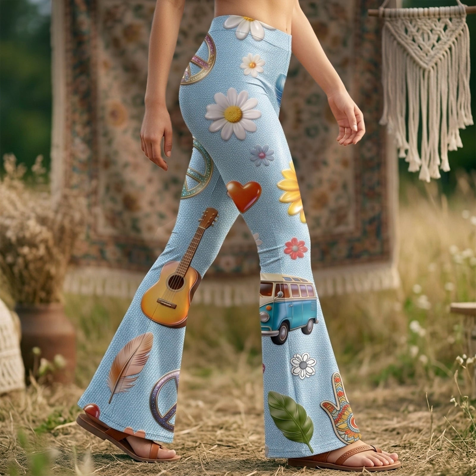 Hippie Flare Leggings Gifts 02pglu200326 - Shorts and Pants - GoDuckee