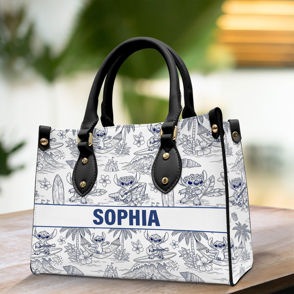 Cute Alien Monster Personalized Gifts For Movie Fans Toile De Jouy Style Leather Bag 03natn070725 - Leather Bag - GoDuckee