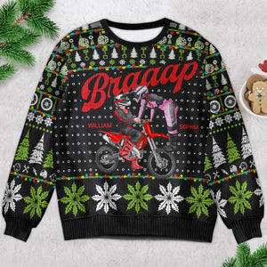 Personalized Gifts For Motorcross Couple Christmas Ugly Sweater 03ACDT041024PA - Ugly Christmas Sweater - GoDuckee