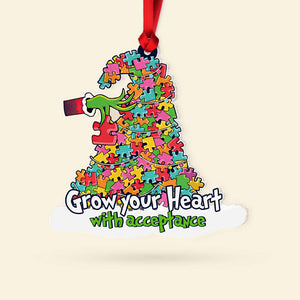 Grow Your Heart With Acceptance, Gift For Autism, Personalized Acrylic Ornament, Christmas Puzzle Hat Ornament, Christmas Gift 07QHHN121023 - Ornament - GoDuckee