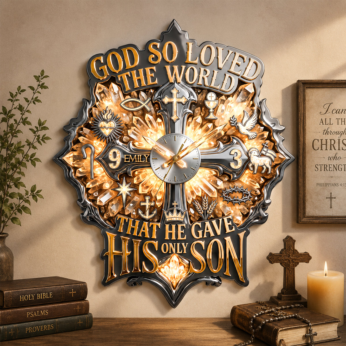 Faith & Grace Acrylic Wall Hanging Clock - Personalized Gifts For Christian 05qhdh230726 - Hanging Wall Clock - GoDuckee