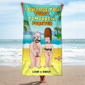 Personalized Gifts for Couple Beach Towel, Funny Standing In The Beach 01napu090724hg - Beach Towel - GoDuckee