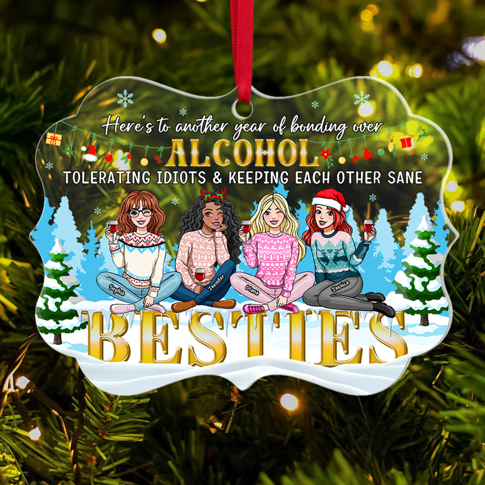 Personalized Gift For Friends Christmas Ornament Besties 04ACQN240924HH - Ornament - GoDuckee